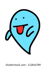 blue ghost, doodle character