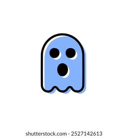 Icono de fantasma azul. Elemento de icono de género de horror para App de concepto y Web móviles. El ícono de fantasmas de línea delgada se puede usar para Web y móvil.