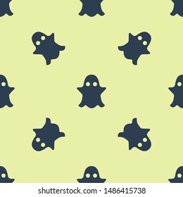 Blue Ghost icon isolated seamless pattern on white background.  Vector Illustration