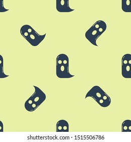 Blue Ghost icon isolated seamless pattern on yellow background. Happy Halloween party.  Vector Illustration
