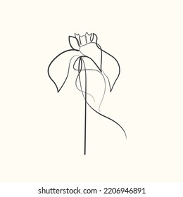 Blue ghost orchid one line drawing. minimalist illustration
