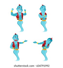 Blue Giant Genie Character Set Vector