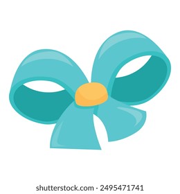 Blue gift bow with yellow center making a nice decoration for a present