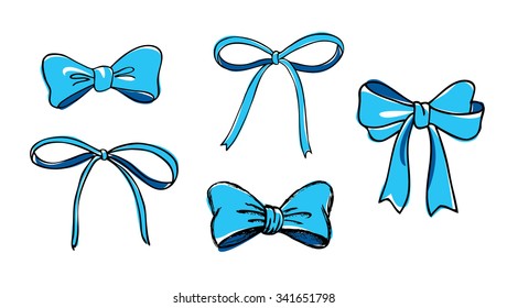 Blue gift bows collection