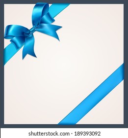 Blue gift bows with ribbons. Vector. 