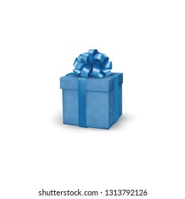 blue gift box 3d vector on a white background