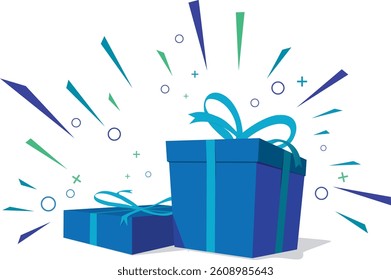 Blue gift box with bright blue ribbon, perfect for design ideas