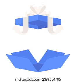 Blue gift box in flat design for using as banner, poster for advertising