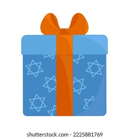 Blue Gift Box Hanukkah Icon Isolated