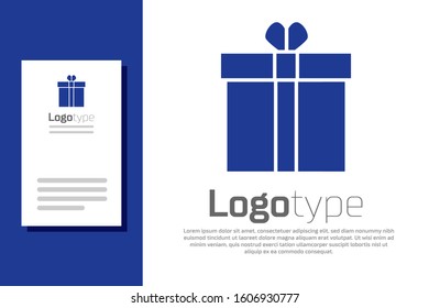 Blue Gift box and heart icon isolated on white background. Valentines day. Logo design template element. Vector Illustration