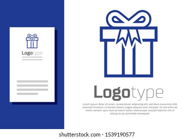 Blue Gift box icon isolated on white background. Logo design template element. Vector Illustration