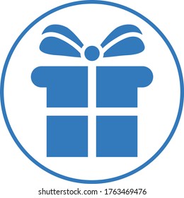 Blue gift box icon, gift package, surprise