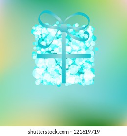 Blue gift box on abstract Christmas background.  + EPS8 vector file