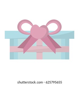 blue gift box pink bow heart