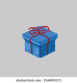 blue gift box in pixel style