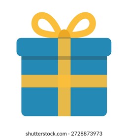 
Caja de regalo azul presente icono de vacaciones.