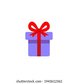 Blue gift box with red bow vector illustration isolated icon