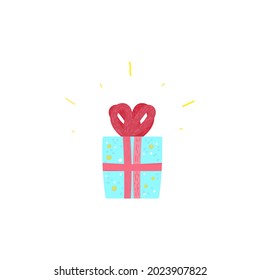 blue gift box with red bow vector illustration