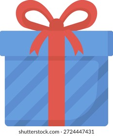 Caja de regalo azul con cinta roja y arco