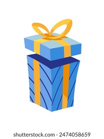 Blue Gift Box with Ribbon
