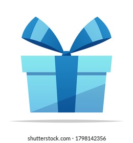 Ilustración aislada del vector de caja de regalo azul