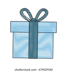blue gift box wrapped ribbon bow decoration