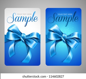 Blue gift cards with bow