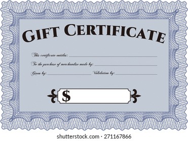 Blue gift certificate template