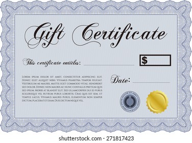 Blue gift certificate template