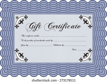 Blue gift certificate template