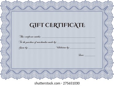 Blue gift certificate template