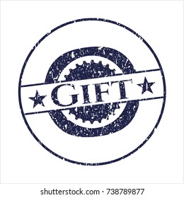 Blue Gift distressed rubber stamp with grunge texture