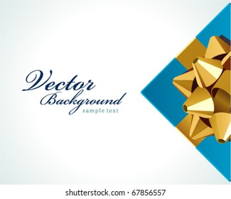 Blaues Geschenk mit goldener Schleife Hochzeit oder Geburtstag, Vektorhintergrund