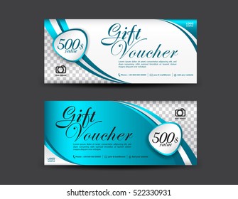 Blue Gift Voucher Template, Coupon Design, Certificate, Ticket Template, Discount Layout