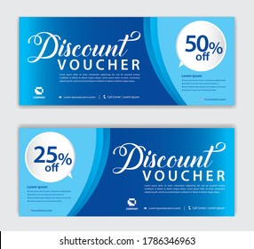 Blue Gift Voucher template, Discount voucher vector, Coupon, discount card, Sale banner, headers, web banner, Creative idea gift card