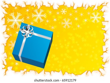 Blue Gift with yellow background