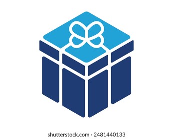 Blue Giftbox icon vector illustration. Ecommerce icon