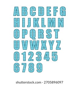 Blue Gingham Alphabet Set – Checkered Letters and Numbers, Decorative Font Design