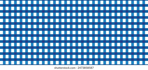 Blue gingham fabric square checkered seamless pattern vintage background.