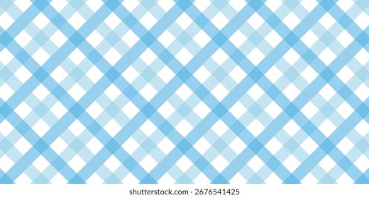Blauer Gingham Stoff quadratisch kariertes nahtloses Muster Vintage Hintergrund.