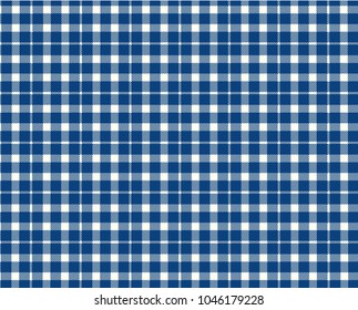 Blue Gingham pattern. Texture from rhombus/squares for - plaid, tablecloths, clothes, shirts, dresses, paper, bedding, blankets, quilts and other textile products. Vector illustration.