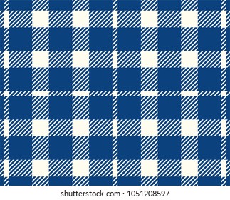 Blue Gingham pattern. Texture from rhombus/squares for - plaid, tablecloths, clothes, shirts, dresses, paper, bedding, blankets, quilts and other textile products. Vector illustration.