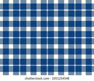 Blue Gingham pattern. Texture from rhombus/squares for - plaid, tablecloths, clothes, shirts, dresses, paper, bedding, blankets, quilts and other textile products. Vector illustration.