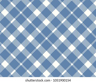 Blue Gingham pattern. Texture from rhombus/squares for - plaid, tablecloths, clothes, shirts, dresses, paper and other textile products. Vector illustration.
