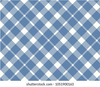 Blue Gingham pattern. Texture from rhombus/squares for - plaid, tablecloths, clothes, shirts, dresses, paper and other textile products. Vector illustration.