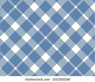 Blue Gingham pattern. Texture from rhombus/squares for - plaid, tablecloths, clothes, shirts, dresses, paper, bedding, blankets, quilts and other textile products. Vector illustration.