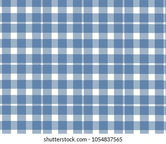 Blue Gingham pattern. Texture from rhombus/squares for - plaid, tablecloths, clothes, shirts, dresses, paper, bedding, blankets, quilts and other textile products. Vector illustration.