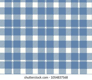 Blue Gingham pattern. Texture from rhombus/squares for - plaid, tablecloths, clothes, shirts, dresses, paper, bedding, blankets, quilts and other textile products. Vector illustration.