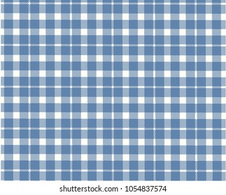Blue Gingham pattern. Texture from rhombus/squares for - plaid, tablecloths, clothes, shirts, dresses, paper, bedding, blankets, quilts and other textile products. Vector illustration.