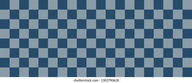 Blue gingham, rhombus, buffalo or  lumberjack plaid. Tartan pattern. Vector flanel, memphis style, textile texture. Luxury check or checker dresses. Scottish style. Scot zigzag weaving. Tablecloth.